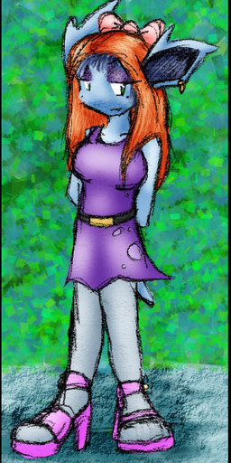 abstract_background accessory anthro blue_body blue_scales bow_ribbon chest_tuft clothed clothing crossdressing dress ear_piercing fake_breasts footwear hair hair_accessory hair_bow hair_ribbon high_heels legwear long_hair makeup male pantyhose piercing pokemorph ribbons scales shoes shy solo tuft zarla nintendo pokemon generation_1_pokemon nidoran nidoran♀ pokemon_(species)