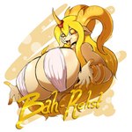 1:1 2023 5_fingers anthro bah_rehst bahri_(suirano) big_breasts bovid breasts caprine clothing conditional_dnp digital_media_(artwork) female fingers hair hi_res horn huge_breasts lips lipstick long_hair makeup mammal simple_background solo suirano tagme thick_bottom_lip yellow_lips yellow_lipstick