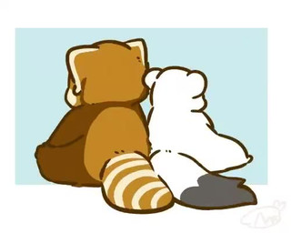 ambiguous_gender biped brown_body brown_fur chibi duo feral fur simple_background sitting white_body white_fur shi_nominmin ailurid mammal mustelid musteline red_panda stoat true_musteline weasel 2020 5:4 animated low_res no_sound short_playtime video