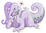 ambiguous_fluids ambiguous_gender anthro bedroom_eyes feral finger_to_mouth heart_symbol inviting looking_up lying melting narrowed_eyes on_front one_eye_obstructed pose seductive slime smile solo tail rozalid nintendo pokemon mugu_(goodra) generation_6_pokemon goodra pokemon_(species) 2023 absurd_res hi_res pinup signature