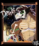 anthro bodypaint bone brown_body brown_fur fur holidays male skull solo cationalfa day_of_the_dead mythology derris canid canine canis mammal mythological_canine mythological_creature werecanid werecanine werecreature werewolf wolf hi_res