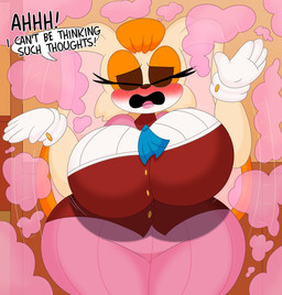 anthro big_breasts breasts female flustered huge_breasts solo text thick_thighs wide_hips 3barts sega sonic_the_hedgehog_(series) vanilla_the_rabbit lagomorph leporid mammal rabbit absurd_res english_text hi_res