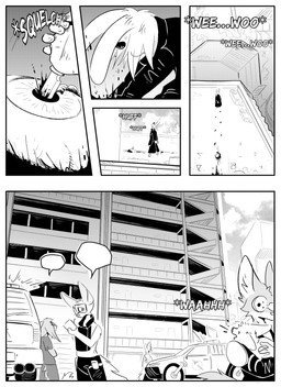 ambiguous_gender anthro blood bodily_fluids car city city_background clothed clothing female group horn inner_ear_fluff mask outside simple_background speech_bubble text tuft vehicle kifyun2 beau_(undying_void) canid canine fox lagomorph leporid mammal rabbit absurd_res black_and_white comic hi_res monochrome