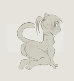 anthro arched_back buttplug femboy male nipples pigtails plug_(sex_toy) sex_toy solo young young_anthro young_male meowlynx haplorhine mammal monkey primate absurd_res hi_res