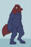 2020 2:3 alien anthro armor biped bodysuit canid canine clothed clothing digital_media_(artwork) digitigrade fluffy fluffy_tail full-length_portrait hi_res kitol lagotrope long_ears male mammal muscular muscular_anthro muscular_male neumono portrait simple_background skinsuit solo standing tail tight_clothing tired