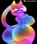 anthro big_breasts big_butt breasts butt eyes_closed female looking_back multicolored_body nipples rainbow_body rear_view solo sparklefur wide_hips sadflowerhappy rainbow_(sadflowerhappy) domestic_cat felid feline felis mammal colorful_theme hi_res