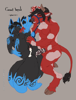 after_sex after_vaginal animal_genitalia animal_vulva anthro arm_markings black_hair black_pawpads blue_body blue_eyes blue_fur blue_hair bodily_fluids canine_genitalia canine_vulva claws cloven_hooves cum cum_in_vagina cum_inside cum_on_penis dialogue digitigrade duo female fungus fur gaping gaping_vagina genital_fluids genitals good_boy hair halter heart_symbol hooves horn inner_ear_fluff leaking_cum leash leash_pull leg_markings legs_up male male/female markings multi_tail nude pawpads paws penis red_body red_fur tail tail_markings text tuft vulva spiritwhitewolf microsoft minecraft mojang xbox_game_studios keiko_(artica) regs_(theregularmexican) bovid bovine canid canine elemental_creature fox fungi_fauna mammal mooshroom absurd_res english_text hi_res