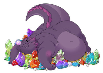 ambiguous_gender anthro arm_rolls back_rolls belly big_belly blush bodily_fluids claws coin drooling eyes_closed fat_rolls gem gold_(metal) gold_coin jewelry lying morbidly_obese morbidly_obese_ambiguous morbidly_obese_anthro necklace nude obese obese_ambiguous obese_anthro on_front overweight overweight_ambiguous overweight_anthro pearl_(gem) pearl_necklace purple_body purple_scales saliva scales simple_background sleep_bubble sleeping smile solo spikes spikes_(anatomy) tail tail_ridge treasure treasure_hoard white_background fatglaz kobold scalie hi_res