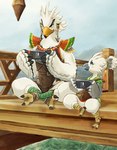 angry anthro armor blue_eyes braided_pseudo_hair duo feather_hands feathers male rito_village sitting white_body white_feathers wings yellow_eyes young young_anthro sheep_riritoto nintendo nintendo_switch tears_of_the_kingdom the_legend_of_zelda teba_(tloz) tulin_(tloz) avian bird rito father_(lore) father_and_child_(lore) father_and_son_(lore) parent_(lore) parent_and_child_(lore) parent_and_son_(lore) son_(lore)