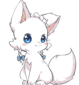ambiguous_gender blue_eyes blush braided_hair feral fur hair kemono quadruped safe_nudity solo white_body white_fur asleepchef canid canine fox mammal 2017