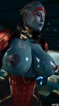 areola armor big_breasts blue_body breasts clothed clothing dark_areola dark_nipples exposed_breasts female glistening glistening_body huge_breasts lips nipples open_clothing open_topwear pseudo_hair solo tentacle_hair tentacles topwear nyes bioware electronic_arts mass_effect samara alien alien_humanoid asari humanoid 3d_(artwork) 9:16 absurd_res digital_media_(artwork) hi_res