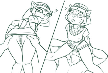 anal anthro anus aroused bent_over blush bracelet butt butt_grab circlet clothing cunnilingus duo ear_piercing ear_ring egyptian egyptian_clothing exclamation_point faceless_character faceless_male facesitting female first_person_view genitals hand_on_butt human_on_anthro interspecies jewelry legs_together looking_at_viewer looking_back looking_pleasured male male_rimming_female markings multiple_angles nipple_outline oral pectoral_(jewelry) piercing question_mark reverse_facesitting rimming ring_piercing sex shirt sitting_on_another spread_anus spread_butt spread_legs spreading surprised topwear tunic two_panel_image vaginal vulva whisker_markings wide_eyed redout donald_duck_(comics) amneris domestic_cat felid feline felis human mammal