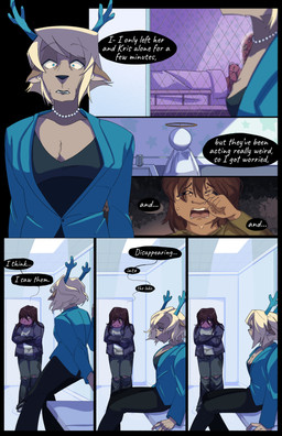 age_difference ambiguous_gender anthro antlers bed biped blonde_hair bodily_fluids brown_body brown_fur brown_hair clothed clothing crying detailed_background dialogue eye_contact female female_anthro flashback flower fur furniture group hair hair_over_eye horn hospital hospital_bed hospitalized husband_and_wife jewelry long_hair looking_at_another male married_couple necklace plant plantigrade purple_body purple_scales rose_(flower) scales scut_tail short_tail snout snowgrave solo speech_bubble tail talking_to_another tears text trio madsengland deltarune undertale_(series) carol_holiday kris_dreemurr rudolph_holiday susie_(deltarune) deer human mammal new_world_deer scalie 2026 absurd_res comic digital_drawing_(artwork) digital_media_(artwork) english_text hi_res