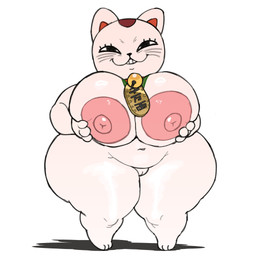 anthro bell bell_collar big_breasts breasts collar female genitals holding_breast huge_breasts looking_at_viewer navel nipples overweight shortstack shortstack_female slightly_chubby smug solo thick_thighs vulva white_body pincparti dandadan turbo_granny_(dandadan) animate_inanimate domestic_cat felid feline felis mammal 1:1 2025 hi_res redraw