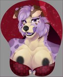 absurd_res anthro australian_shepherd breasts canid canine canis clothing domestic_dog female herding_dog hi_res laika_aussie lingerie mammal mousepad mousepad_design munchkinzilla pastoral_dog purple_mouth purple_tongue sheepdog solo tongue