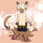 4_toes anthro balls_bulge bent_legs brown_body brown_fur cheeky feet fur hair hair_over_eye male navel pawpads sitting solo spread_legs spreading tail tan_body tan_fur tan_hair toes tongue tongue_out young young_anthro young_male a8295536 takesi domestic_cat felid feline felis mammal siamese 1:1 2022 chinese_description hi_res