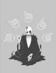 bone clothed clothing crossed_legs glitch male mandala not_furry shirt sitting skeleton solo topwear epilepsy_warning krwawnik_(artist) undertale undertale_(series) gaster animated_skeleton undead 2015 animated short_playtime sign_language