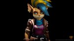 anthro belt breasts clothing ear_piercing ear_ring female hair jacket multicolored_hair orange_body piercing ring_piercing scarf simple_background smile solo text topwear amandasparkle activision crash_bandicoot_(series) pirate_tawna bandicoot mammal marsupial 16:9 2020 3d_(artwork) 4k absurd_res digital_media_(artwork) hi_res url widescreen