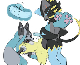anal anal_penetration angry angry_sex animal_genitalia animal_penis anthro anthro_on_anthro anthro_penetrated anthro_penetrating anthro_penetrating_anthro bodily_fluids canine_genitalia canine_penis dominant dominant_male dripping duo feet feline_genitalia feline_penis genital_fluids genitals knot knotted_penis looking_at_another male male/male male_penetrated male_penetrating male_penetrating_male pawpads paws penetration penile penile_penetration penile_spines penis penis_in_ass precum precum_squirt prostate prostate_stimulation prostate_with_heart sex submissive submissive_male toes duckerzzart nintendo nintendo_switch pokemon canid canine felid generation_9_pokemon legendary_pokemon mammal mega_evolution mega_lucario_z mega_zeraora pokemon_(species) hi_res