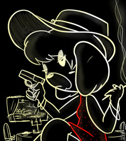 4_fingers anthro arms_bent bangs black_body black_clothing black_fur black_hair black_hat black_headwear bracelet breasts candle chair cigarette cigarette_smoke clothed clothed_anthro clothed_female clothing crossed_legs empty_eyes female female_anthro fingers floppy_ears fluffy_ears fur furniture furrowed_eyebrows gun hair handgun hat headgear headwear holding_cigarette holding_gun holding_handgun holding_object holding_pistol holding_ranged_weapon holding_weapon inside jewelry lop_ears moon mouth_closed night pistol plant plate ranged_weapon red_line_art short_hair sitting small_breasts smoke solo table tree weapon window window_curtains yellow_bracelet yellow_line_art yellow_nose yellow_sclera cookieboy011 animal_crossing nintendo isabelle_(animal_crossing) canid canine canis domestic_dog mammal shih_tzu toy_dog 2018 colored_line_art digital_drawing_(artwork) digital_media_(artwork) half-length_portrait low_res portrait