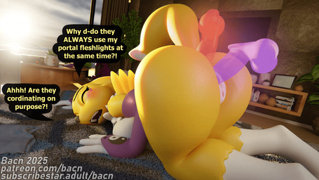 anal anal_penetration anthro anthro_penetrated ass_up balls big_breasts breast_squish breasts butt claws detailed_background dialogue disembodied_penis double_penetration erection female female_penetrated furniture genitals group group_sex huge_breasts humanoid_genitalia humanoid_penis inside knot knotted_penis male male/female male_penetrating male_penetrating_female non-euclidean_sex nude open_mouth penetrable_sex_toy penetration penile penile_penetration penis penis_in_ass penis_in_vagina portal_fleshlight portal_sex sex sex_toy solo_focus squish tail teeth text thinking_with_portals threesome trio vaginal vaginal_penetration white_body yellow_body bacn bacn_(modeler) bandai_namco digimon guilmon_(bacn) impmon_(bacn) renamon_(bacn) canid canine digimon_(species) fox guilmon imp impmon mammal renamon scalie 16:9 2025 3d_(artwork) 3d_animation animated digital_media_(artwork) english_text high_framerate loop widescreen