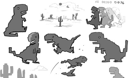 ambiguous_gender cactus desert flying grey_body grey_skin group jumping number plant score sitting solo sun walking d0bolchis google google_chrome dinosaur_(google_chrome) dinosaur prehistoric_species pterosaur reptile scalie theropod absurd_res hi_res monochrome multiple_images