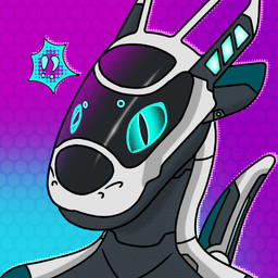 anthro blue_body countershade_face countershade_torso countershading exclamation_point eyebrows grey_body looking_at_viewer machine male multicolored_body question_mark raised_eyebrow reflection simple_background solo tail text visor white_body anicecubedwolf hibernal_(anicecubedwolf) robot robot_anthro synth_(vader-san) 1:1 digital_media_(artwork)
