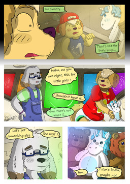 abdl ageplay anthro childhood clothed clothing diaper diaper_fetish discrimination duo horn humiliation infantilism male male/male plushie roleplay sad teasing text wearing_diaper young ahcocqui mythology welof canid canine canis domestic_dog equid equine mammal mythological_creature mythological_equine unicorn absurd_res comic digital_media_(artwork) english_text hi_res
