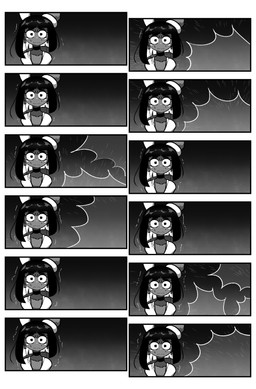 4_eyes biped bodily_fluids bunny_costume clothing costume fake_ears fight male male_humanoid multi_eye offscreen_character scared shaking solo sweat sweatdrop thousand_yard_stare traumatized trembling wide_eyed cuchuflin nintendo pokemon andre_(cuchuflin) humanoid 2026 absurd_res comic digital_drawing_(artwork) digital_media_(artwork) greyscale hi_res monochrome sequence