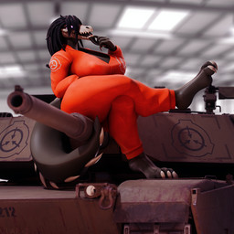 anthro barefoot black_hair blurred_background bodysuit bone breasts claws clothing crossed_legs emblem feet female glowing glowing_eyes hair inside long_hair long_sleeves long_tongue looking_at_viewer military military_vehicle nipple_outline non-mammal_breasts orange_clothing orange_jumpsuit prison_uniform sharp_teeth sitting skinsuit skull skull_head solo spikes spikes_(anatomy) tail tank_(vehicle) teeth thick_thighs tight_clothing tongue tongue_out vehicle thenicedragon da.nilkaz_(modeler) scp_foundation scp-682 scp-682_(da.nilkaz) monster reptile scalie 1:1 3d_(artwork) digital_media_(artwork) watermark