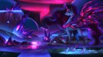 aurora_(phenomenon) crystal detailed_background female feral hair hooves horn ice iridescent iridescent_crystal iridescent_fur iridescent_hair iridescent_horn iridescent_mane iridescent_tail iridescent_wings purple_body purple_hair quadruped solo star wings light262 friendship_is_magic hasbro my_little_pony mythology fan_character princess_luna_(mlp) equid equine horse mammal mythological_creature mythological_equine winged_unicorn 2021 hi_res