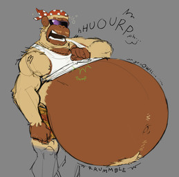 anthro belly big_belly bodily_noises body_hair burping chain_necklace clothed clothing different_sound_effects ear_piercing ear_ring eyewear happy_trail huge_belly hyper hyper_belly inflation jewelry kerchief male muscular muscular_male necklace onomatopoeia open_mouth overweight overweight_male piercing ring_piercing rumbling_stomach solo sound_effects sunglasses teeth text chocopaws2 donkey_kong_(series) nintendo funky_kong ape gorilla haplorhine mammal primate digital_media_(artwork) english_text hi_res