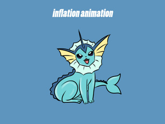 ambiguous_gender feral inflation looking_at_viewer open_mouth solo tail weight_gain @pinky00brain nintendo pokemon eeveelution generation_1_pokemon pokemon_(species) vaporeon 4:3 animated
