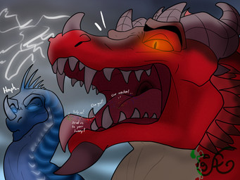 blue_body duo extreme_size_difference female female/female feral horn macro male male/male mawplay mouth_shot open_mouth oral_vore red_body scales simple_background size_difference vore voreday spicyscaliearts dungeons_and_dragons hasbro mythology wizards_of_the_coast ilzirathrax launairk blue_dragon_(dnd) chromatic_dragon_(dnd) dragon dragon_(dnd) mythological_creature mythological_scalie red_dragon_(dnd) scalie 4:3 digital_media_(artwork) hi_res