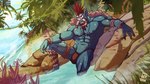 3_fingers abs bulge clothing fingers male muscular navel nipples solo tusks underwear water garvan blizzard_entertainment warcraft vol'jin_(warcraft) troll_(mythology) 16:9 absurd_res hi_res widescreen