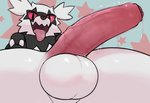 abstract_background balls balls_focus big_balls big_penis black_body black_fur bodily_fluids cheek_tuft claws close-up conditional_dnp dripping drooling erection facial_tuft feral foreskin fur fur_tuft galarian_form galarian_zigzagoon generation_8_pokemon genital_fluids genitals hi_res huge_penis humanoid_genitalia humanoid_penis klaide looking_at_viewer looking_down low-angle_view male narrowed_eyes nintendo open_mouth open_smile partially_retracted_foreskin penis perineum pink_penis pink_sclera pokemon pokemon_(species) precum precum_drip regional_form_(pokemon) saliva saliva_on_tongue simple_background smile solo star tongue tongue_out tuft vein veiny_penis white_balls white_body white_fur worm's-eye_view