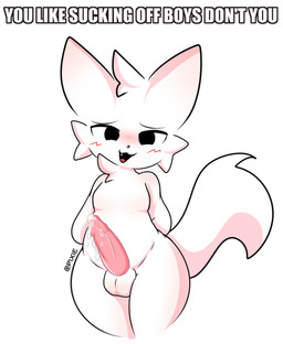 animal_genitalia animal_penis anthro balls belly blush bodily_fluids cum dirty_talk fluffy fluffy_tail genital_fluids genitals leaking_penis male male_anthro penis simple_background slightly_chubby smug_face solo tail text thick_thighs white_background catedging boy_kisser_(meme) silly_cat_(mauzymice) mammal 2024 digital_media_(artwork) english_text impact_(font) meme signature