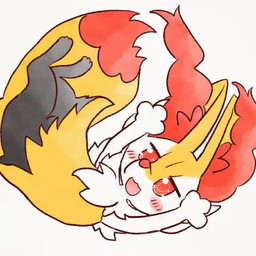 ambiguous_anthro ambiguous_gender anthro biped blush digitigrade dipstick_tail food looking_at_viewer markings object_in_tail open_:3 open_mouth open_smile shrimp_(food) side_view simple_background smile snout solo spinning tail tail_markings annyui0611 nintendo pokemon braixen canid generation_6_pokemon mammal pokemon_(species) 1:1 2022 animated digital_drawing_(artwork) digital_media_(artwork) full-length_portrait japanese_description low_res no_sound portrait short_playtime translated_description video