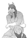 anthro boots bottomwear clothed clothing dappled_fur footwear looking_at_viewer male muscular muscular_anthro muscular_male shoes shorts simple_background solo topless white_background brownkuma holden equid equine horse mammal 2006 greyscale hi_res monochrome