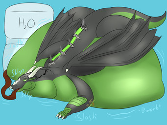 3_toes belly belly_expansion big_belly blue_background claws expansion feet feral green_body green_eyes happy horn hose hose_in_mouth hose_inflation huge_belly hyper hyper_belly hyper_inflation immobile inflation liquid_inflation lying male multicolored_body musical_note musical_symbol on_front simple_background solo symbol tail teeth toes water_ballooning water_inflation white_claws white_horn wings ingeir_palar mythology dragon mythological_creature mythological_scalie scalie 2021 4:3 watermark