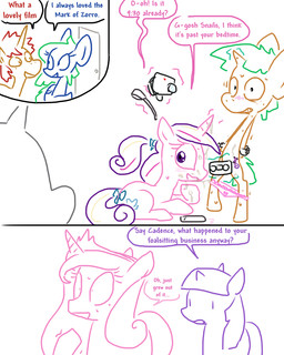 babysitter bdsm blush bodily_fluids bondage bound camera caught_in_the_act clothed clothing crossdressing dialogue dildo female feminization feral forced forced_feminization group horn male male/female sex_toy simple_background sweat text underwear white_background young young_feral young_male the_weaver friendship_is_magic hasbro my_little_pony mythology princess_cadance_(mlp) snails_(mlp) twilight_sparkle_(mlp) equid equine mammal mythological_creature mythological_equine unicorn 4:5 comic english_text monochrome parent_(lore)