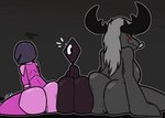 1_eye annoyed anthro antlers armor big_breasts big_butt black_antlers black_eyes black_nipples blush blush_lines breasts butt butt_squish female fur genitals grey_body grey_fur grey_hair grey_helmet grey_tongue group hair headgear headgear_only helmet helmet_only horn huge_breasts huge_butt looking_at_viewer looking_back medium_breasts nipples presenting presenting_hindquarters pussy rear_view red_eyes smile smirk squish take_your_pick tongue tongue_out trio ultilix bea_(fr0gv0re) clara_(fr0gv0re) prisma_(fr0gv0re) arthropod insect monster shape_head unknown_species 2024