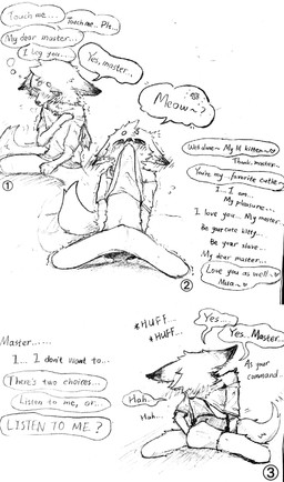 anthro bdsm bite blush clothing collarbone collared_shirt dialogue erection erection_under_clothing exposed_shoulder half-sleeves male masturbation offscreen_character onomatopoeia petplay polo_shirt roleplay shadow shaking shirt slave sound_effects speech_bubble tail tail_motion tailwag text topwear training trembling trembling_for_pleasure unbuttoned unbuttoned_shirt underwear mixia cricket_chen arctic_fox canid canine fox mammal true_fox english_text graphite_(artwork) hi_res monochrome traditional_media_(artwork)