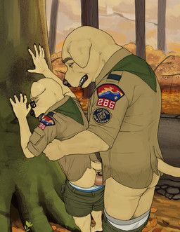adult_on_young against_natural_surface against_surface against_tree age_difference anal anal_penetration anthro anthro_on_anthro anthro_penetrated anthro_penetrating anthro_penetrating_anthro bad_parenting barefoot black_nose bodyguard_position bottomwear boy_scout butt clothed clothed_sex clothing duo erection eyebrows eyes_closed eyewear father_penetrating_son feet from_behind_position fur genitals glasses humanoid_genitalia humanoid_penis intraspecies leaf looking_pleasured male male/male male_penetrated male_penetrating male_penetrating_male older_anthro older_male open_mouth outside penetration penile penile_penetration penis penis_in_ass plant scout_uniform sex shirt shorts shota shrub standing standing_sex tail tan_body tan_fur teeth tongue tongue_out topwear tree underwear young young_anthro young_male younger_anthro younger_male younger_penetrated kylerpup labradork bird_dog canid canine canis domestic_dog golden_retriever hunting_dog labrador mammal retriever 2023 digital_media_(artwork) hi_res father_(lore) father_and_child_(lore) father_and_son_(lore) incest_(lore) parent_(lore) parent_and_child_(lore) parent_and_son_(lore) son_(lore)