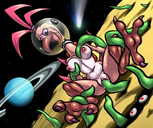 3_toes anthro areola armor astronaut_helmet avian_feet beak black_eyes bodily_fluids breasts clitoral_hood clitoris consentacles feathers feet female female_penetrated genital_fluids genitals headgear helmet navel nipples non-mammal_breasts non-mammal_nipples nude open_beak open_mouth penetration pink_body pink_feathers planet sex sitting smile solo space spread_legs spreading star tail tail_feathers talons tentacle_in_vagina tentacle_penetration tentacle_sex tentacles toes vaginal vaginal_penetration vulva bassybefuddle conditional_dnp windborn primma_(windborn) avian bird 6:5 digital_media_(artwork) hi_res