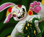 ambiguous_gender clothing costume fangs front_view fur fursuit green_tentacles multi_eye open_mouth pawpads pink_inner_ear pink_nose pink_pawpads red_eyes solo teeth tentacles white_body white_ears white_fur yellow_sclera zipper imperatorcaesar tentacle_creature