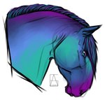 ambiguous_gender feral hair iridescent iridescent_eyes iridescent_fur iridescent_mane multicolored_body multicolored_eyes multicolored_hair simple_background solo c.dn stellar_(wasen) equid equine horse mammal colorful_theme digital_media_(artwork) hi_res