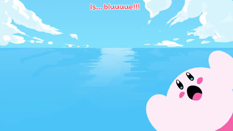 ambiguous_gender beach beach_blanket blue_eyes blue_hair boat bubble clothing cloud diving floating_on_water footwear footwear_only hair light_body lost mostly_nude open_mouth pink_body pool_float red_hair rosy_cheeks sea shell shoes shoes_only singing sky splash splashing_water stranded swimming tan_body text tongue underwater vehicle water watercraft young young_ambiguous courtesycalling kirby_(series) nintendo kirby anthozoan aquatic arthropod avian bird cnidarian coral crustacean decapod fish gull hermit_crab lari larid malacostracan waddling_head 16:9 2020 animated english_text hi_res japanese_audio long_playtime sound video widescreen