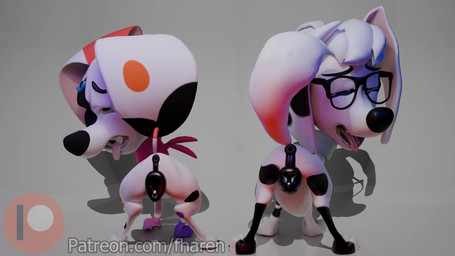 ahegao animal_genitalia animal_vulva anus butt canine_genitalia canine_vulva duo eyewear female feral fur genitals glasses long_tail looking_pleasured patreon_logo pawpads paws presenting presenting_anus presenting_hindquarters presenting_vulva raised_tail tail teeth text tongue tongue_out vulva white_body white_fur fharen patreon absurd_res animated hi_res short_playtime url