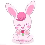 anthro female flower fluffy fluffy_tail fur hair light_body light_fur monotone_body monotone_fur paws pink_body pink_fur pink_hair plant simple_background solo tail todozarashi healin'_good_precure pretty_cure rabirin_(healin'_good_precure) rabirin_(precure) lagomorph leporid mammal rabbit 1:1 hi_res